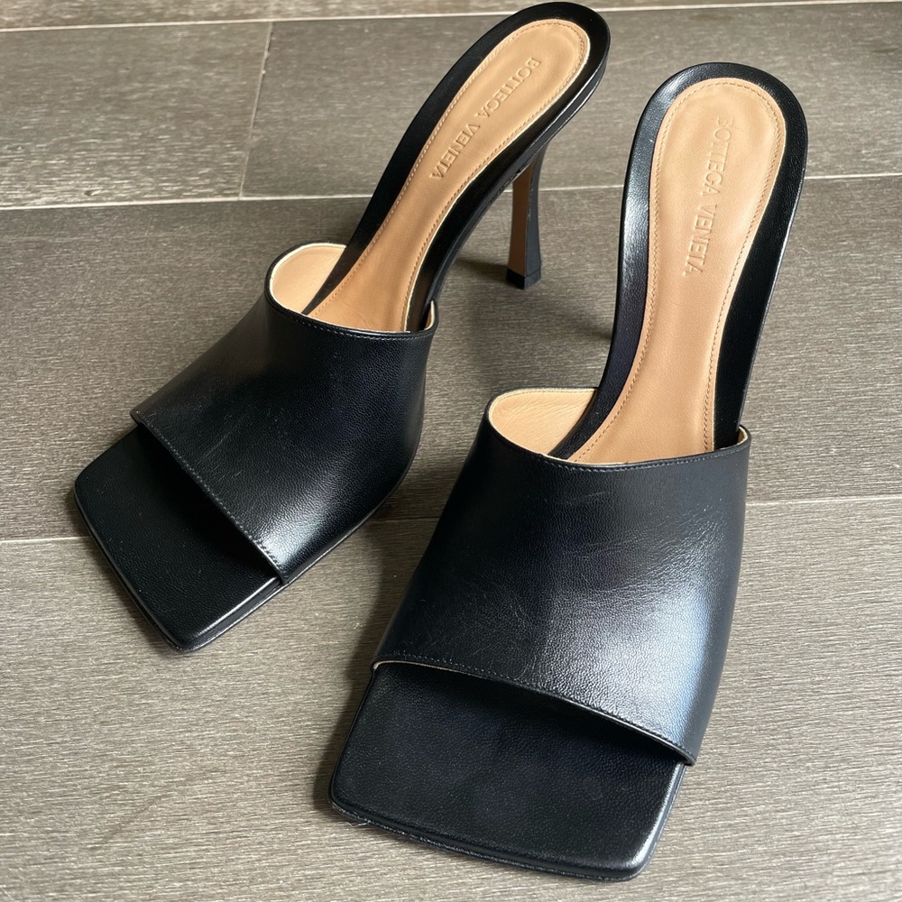 BOTTEGA VENETA Black Stretch Heeled Mules in Size 40 (US 10)